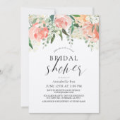 Waterverf Peach Roos Virtual Floral Vrijgezellenfe Kaart (Voorkant)