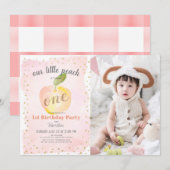 Waterverf Peach Roze Foto Meisje 1e Verjaardag Kaart (Voorkant / Achterkant)