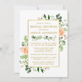 Waterverf Peach Rozen Greenery Vrijgezellenfeest G Kaart (Voorkant)