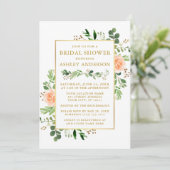 Waterverf Peach Rozen Vrijgezellenfeest Greenery G Kaart (Staand voorkant)