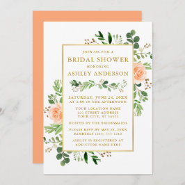 Waterverf Peach Rozen Vrijgezellenfeest Greenery G Kaart