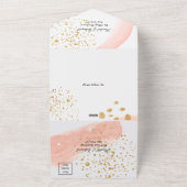 Waterverf Peach Splash Alles in één huwelijksuitno All In One Uitnodiging (Buitenkant)