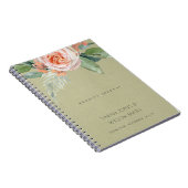 WATERVERF PEACH-STROOM GROENE FOLIAGE WEDDING NOTITIEBOEK (Rechterzijde)