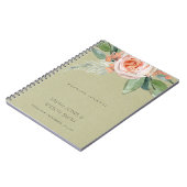 WATERVERF PEACH-STROOM GROENE FOLIAGE WEDDING NOTITIEBOEK (Linkerzijde)