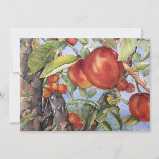 Waterverf peach Tree Orchard Fruit Harvest Bedankkaart (Voorkant)