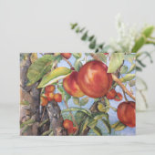 Waterverf peach Tree Orchard Fruit Harvest Bedankkaart (Staand voorkant)