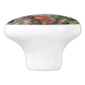 Waterverf peach Tree Orchard Fruit Harvest  Keramische Knop (Zijkant)