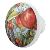 Waterverf peach Tree Orchard Fruit Harvest  Keramische Knop (Rechts)