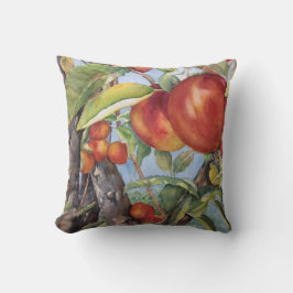 Waterverf peach Tree Orchard Fruit Harvest Kussen