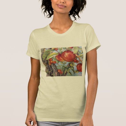 Waterverf Peach Tree Orchard Fruit T-shirt (Voorkant)