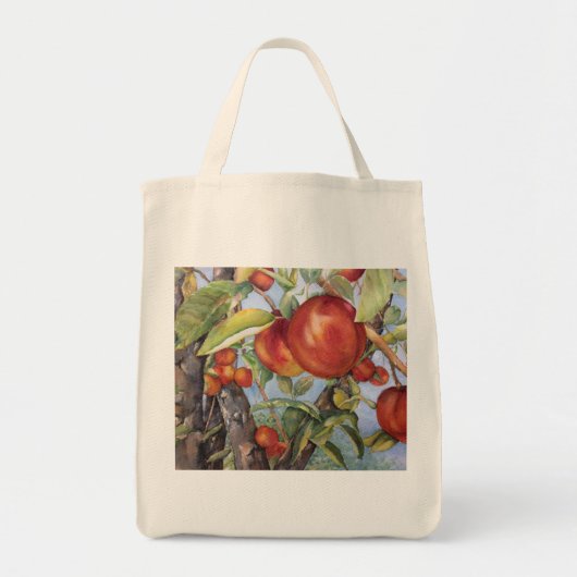 Waterverf Peach Tree Orchard Fruit T-shirt Tote Bag (Voorkant)