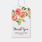 Waterverf Peaches Baby shower Hartelijk dank Cadeaulabel (Voorkant)