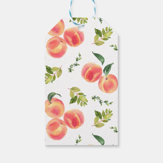 Waterverf Peaches Baby shower Hartelijk dank Cadeaulabel (Achterkant)