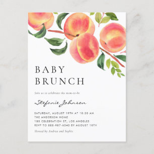 Waterverf Peaches Summer Baby Brunch Uitnodiging Briefkaart
