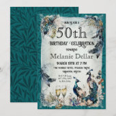 Waterverf Peacock - 50e uitnodiging (Voorkant / Achterkant)