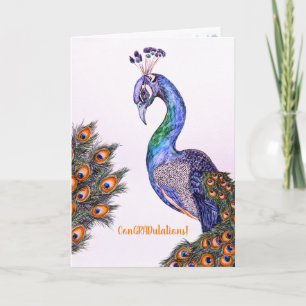 Waterverf Peacock Afstuderen Folded Wenskaart Kaart