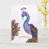 Waterverf Peacock Afstuderen Folded Wenskaart Kaart (Gele Bloem)