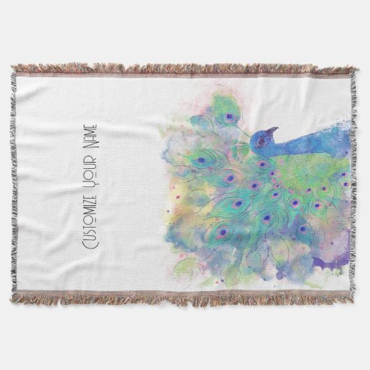 Waterverf Peacock Art Throw Blanket Deken (Voorkant)