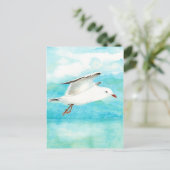 Waterverf Peacock Blue Seagull in de regenvogel Briefkaart (Staand voorkant)