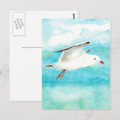 Waterverf Peacock Blue Seagull in de regenvogel Briefkaart (Voorkant / Achterkant)