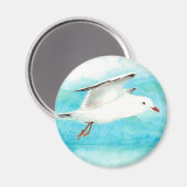 Waterverf Peacock Blue Seagull in de regenvogel Magneet (Voorkant / Achterkant)