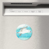 Waterverf Peacock Blue Seagull in de regenvogel Magneet (Insitu (Vaatwasser))