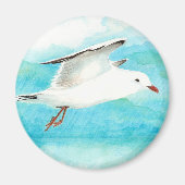 Waterverf Peacock Blue Seagull in de regenvogel Magneet (Voorkant)