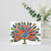 Waterverf Peacock Briefkaart (Staand voorkant)