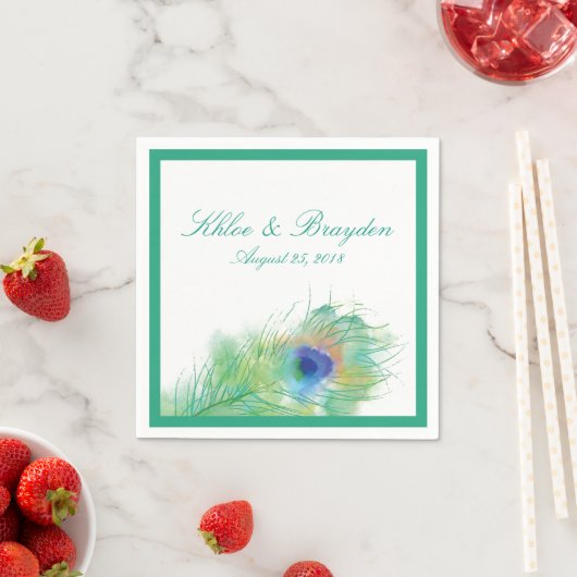 Waterverf Peacock | Bruiloft Servet (Insitu)