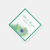 Waterverf Peacock | Bruiloft Servet (Hoek)