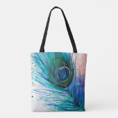 Waterverf Peacock-Canvas tas (Achterkant)