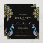 Waterverf Peacock Corporate Kerstfeest Kaart (Voorkant / Achterkant)