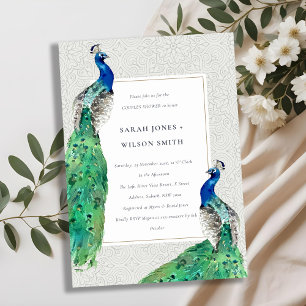 Waterverf Peacock Couples — Classy Kaart
