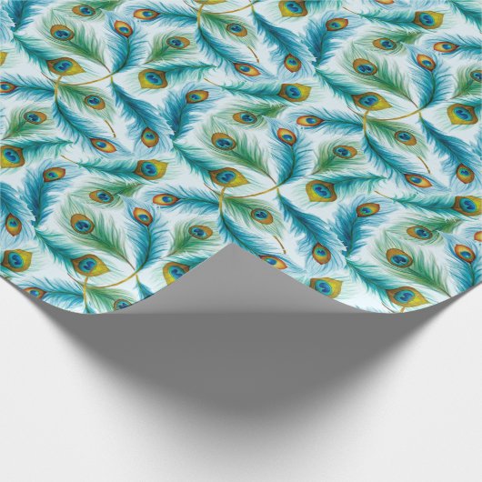 Waterverf Peacock Featers Pattern Cadeaupapier (Hoek)