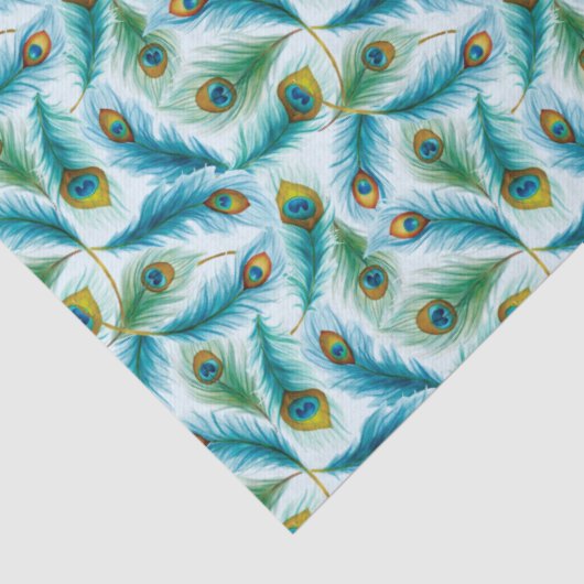 Waterverf Peacock Featers Pattern Tissuepapier (Detail)