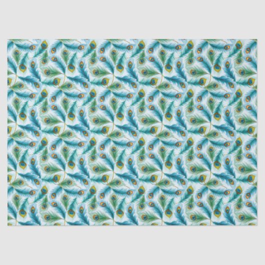 Waterverf Peacock Featers Pattern Tissuepapier (Voorkant)
