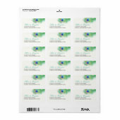 Waterverf Peacock Feather Adres Etiket (Full Sheet)