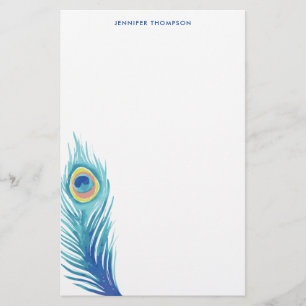 Waterverf Peacock Feather Briefpapier