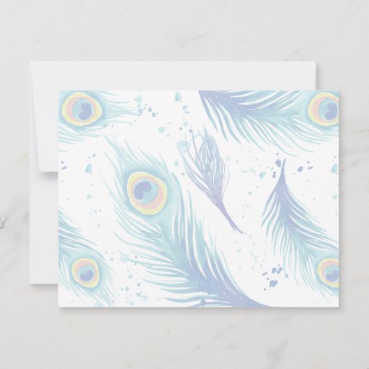 Waterverf Peacock Feather Notitiekaartje (Achterkant)