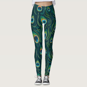 Waterverf Peacock Feather Pattern Leggings