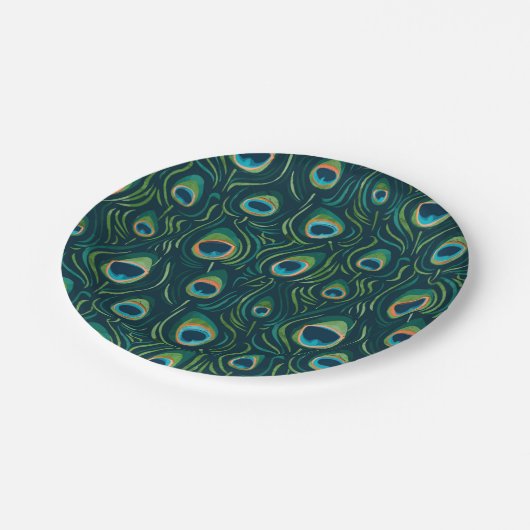 Waterverf Peacock Feather Pattern Papieren Bordje (Gekanteld)
