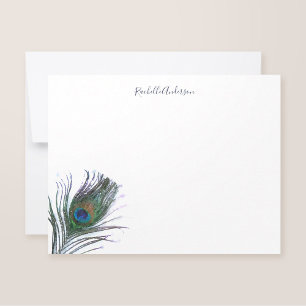 Waterverf Peacock Feather Personalized Notitiekaartje