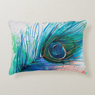 Waterverf Peacock Feather Pillow Decoratief Kussen