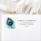 Waterverf Peacock Feather retour adreslabel Etiket (Insitu)