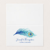 Waterverf Peacock Feather Visitekaartje (Buitenkant ongevouwen)