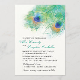 Waterverf Peacock Feather Wedding Kaart