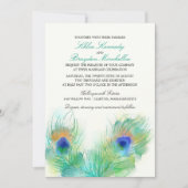 Waterverf Peacock Feather Wedding Kaart (Voorkant)