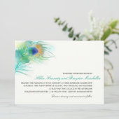 Waterverf Peacock Feather Wedding Kaart (Staand voorkant)