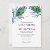 Waterverf Peacock Feather Wedding Kaart (Voorkant)