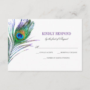 Waterverf Peacock Feather Wedding RSVP